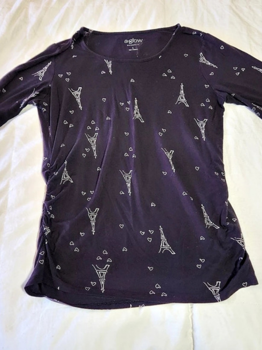 a.glow Geometric Short Sleeve Top in Black Large Like New